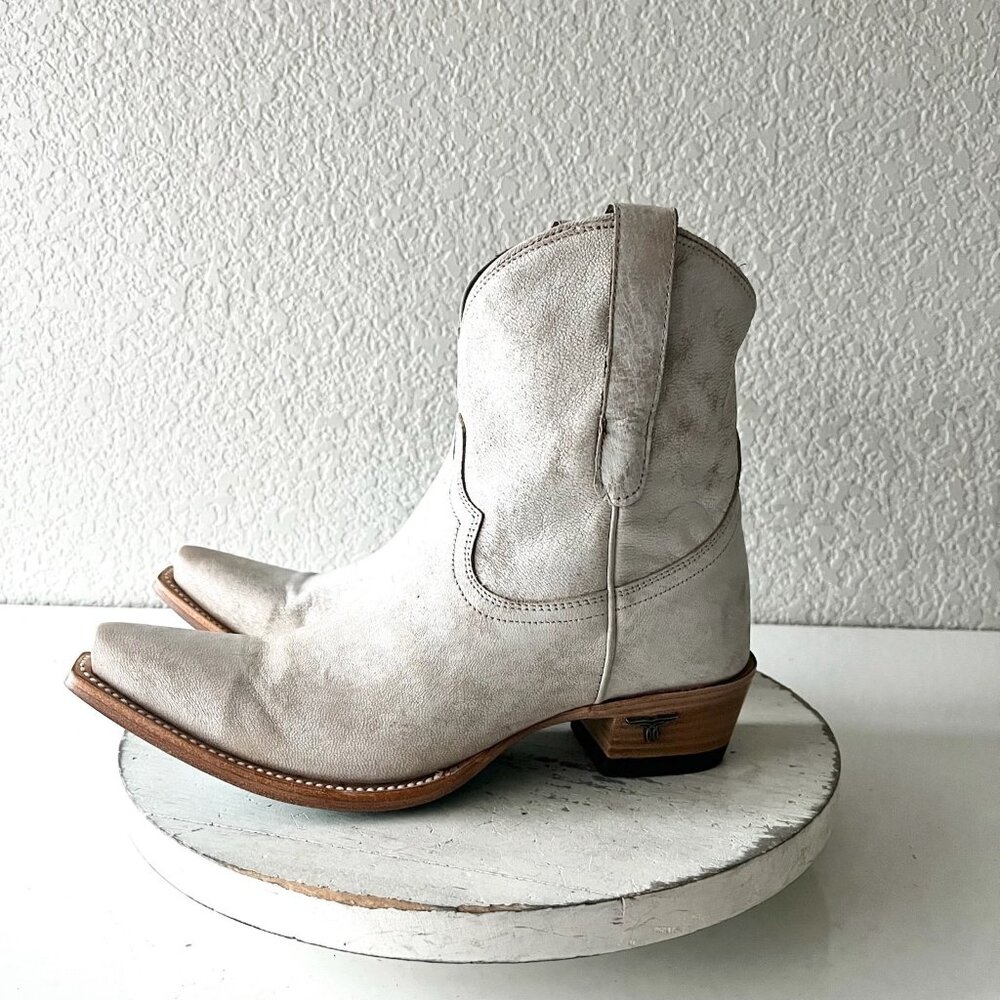Lane EMMA JANE Womens Cowboy Booties White Western Short Ankle Boots Size 7.5 - Picture 4 of 12
